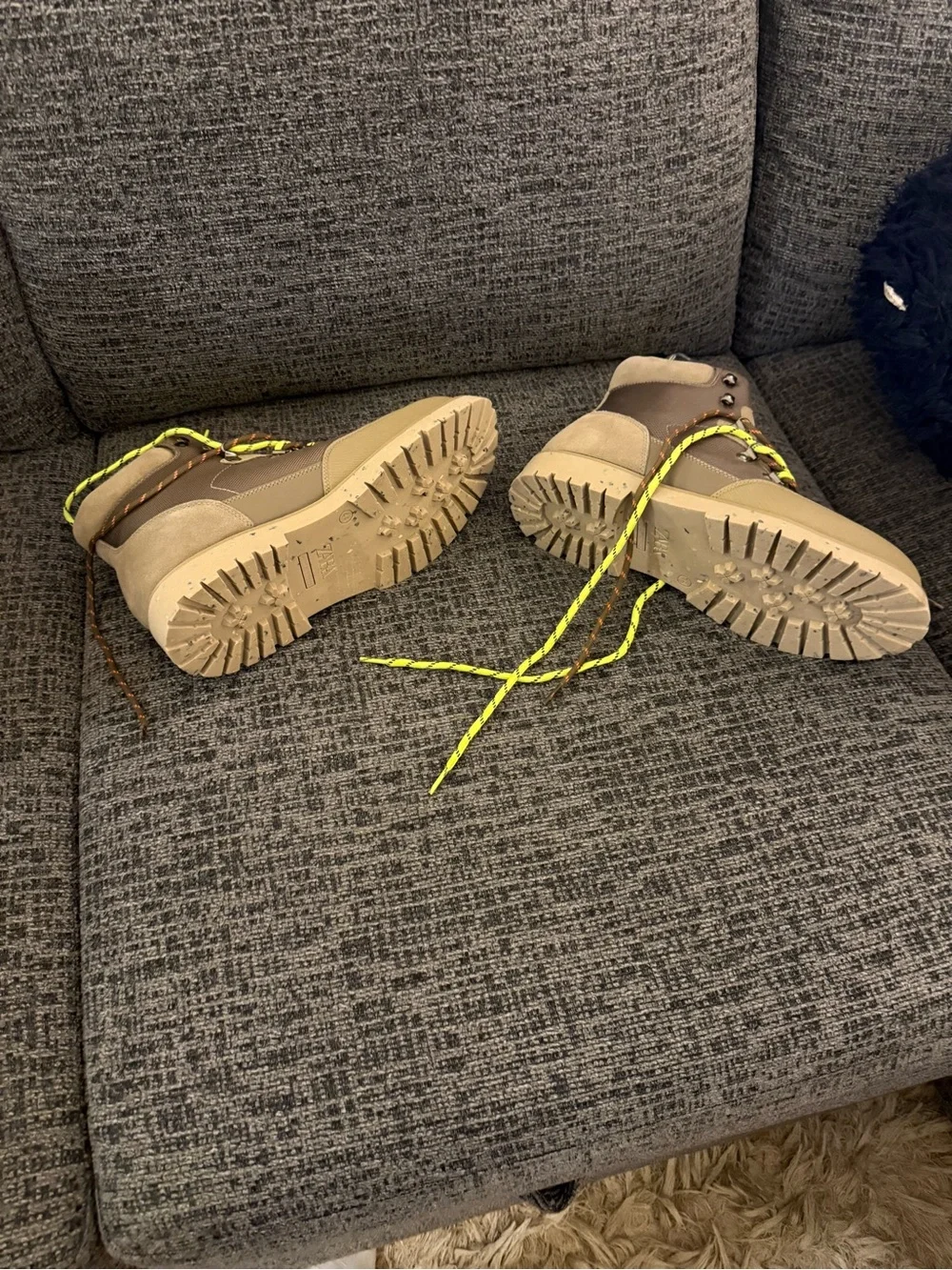 Men's Tan Hiking Boots with Yellow Laces - Zara